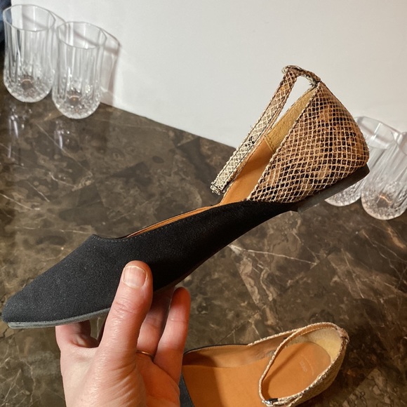 GAP black velvet & snakeskin flats w/ ankle strap- worn 1x size 9 - Picture 7 of 13